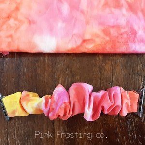 Hand Sewed Apple Watch OR Fitbit Scrunchie! Pink Sunset!